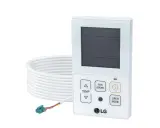 Télécommande LG pour climatiseur, avec câble blanc enroulé. Ce manuel vous guide pour son utilisation.