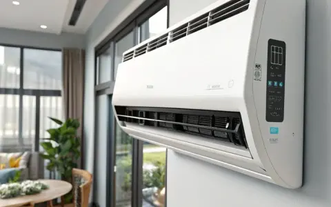 Climatisation murale blanche installée dans un appartement moderne, offrant confort et fraîcheur.