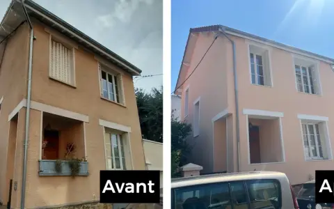 Avant/après : la maison a gagné en éclat avec son isolation extérieure refaite. Les façades sont plus claires et nettes.