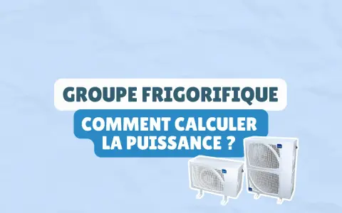 Deux unités extérieures de climatisation, avec le texte "GROUPE FRIGORIFIQUE COMMENT CALCULER LA PUISSANCE ?".