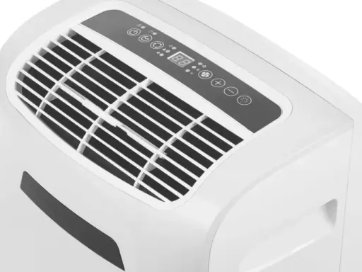 Climatiseur split mobile silencieux blanc avec écran LED et commandes tactiles. Idéal pour une fraîcheur discrète.