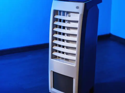 Climatiseur Whirlpool PACW29COL blanc, avec ses lamelles orientables, prêt à rafraîchir votre pièce.