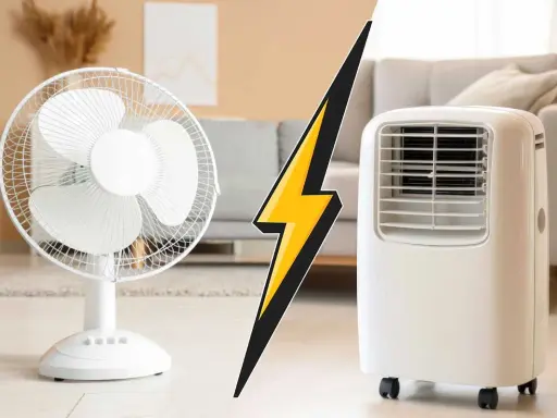 Ventilateur blanc face à un climatiseur mobile wifi. Lequel choisir pour un confort optimal ?