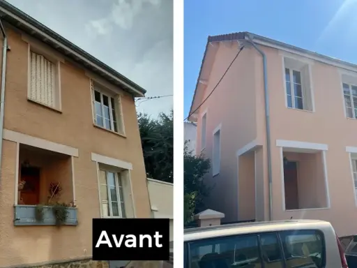 Avant/après : la maison a gagné en éclat avec son isolation extérieure refaite. Les façades sont plus claires et nettes.