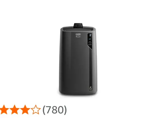 Climatiseur mobile DeLonghi PAC EL112 CST WiFi, gris anthracite, avec télécommande et écran LED.