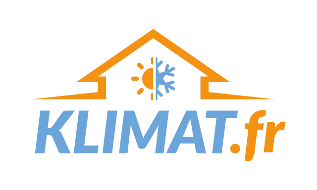 Logo KLIMAT.fr : une maison avec un soleil et un flocon, symbolisant le chaud et le froid. Ma clim ne fait plus de chaud ?
